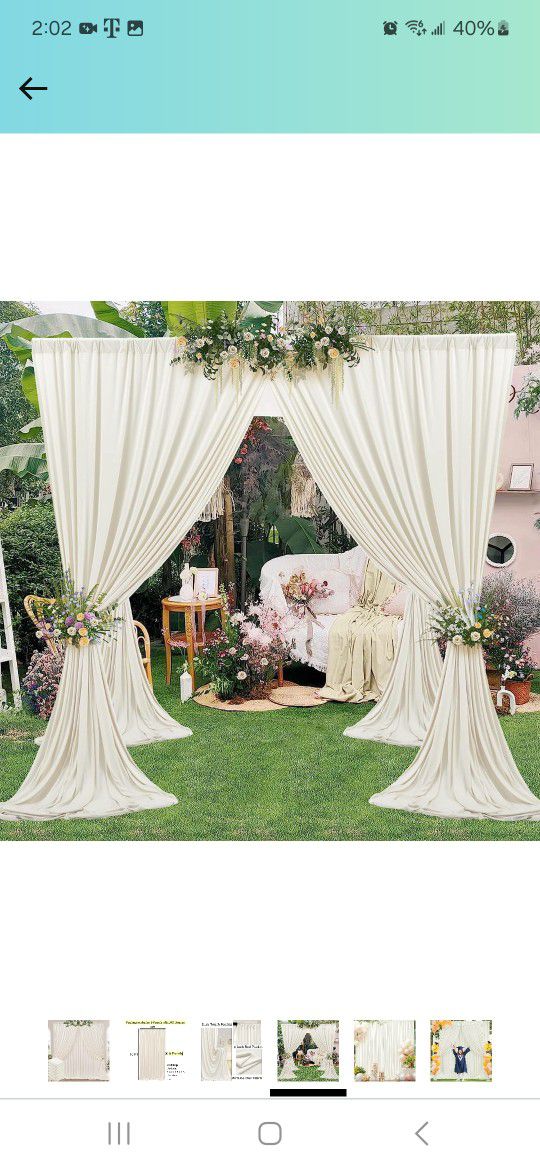 10x10 Ivory Backdrop Curtain for Wedding Parties Wrinkle Free Ivory Photo Curtains Backdrop Drapes Fabric Decoration for Baby Shower Photoshoot 5ft x 