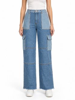 Womenās Wide-Leg Cargo Denim Jeans, 11/30ā