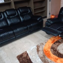 *Weekend Special!!!*---Mature Santiago Black Leather Reclining Sofa/Chair Sets---Delivery And Financing Available😉