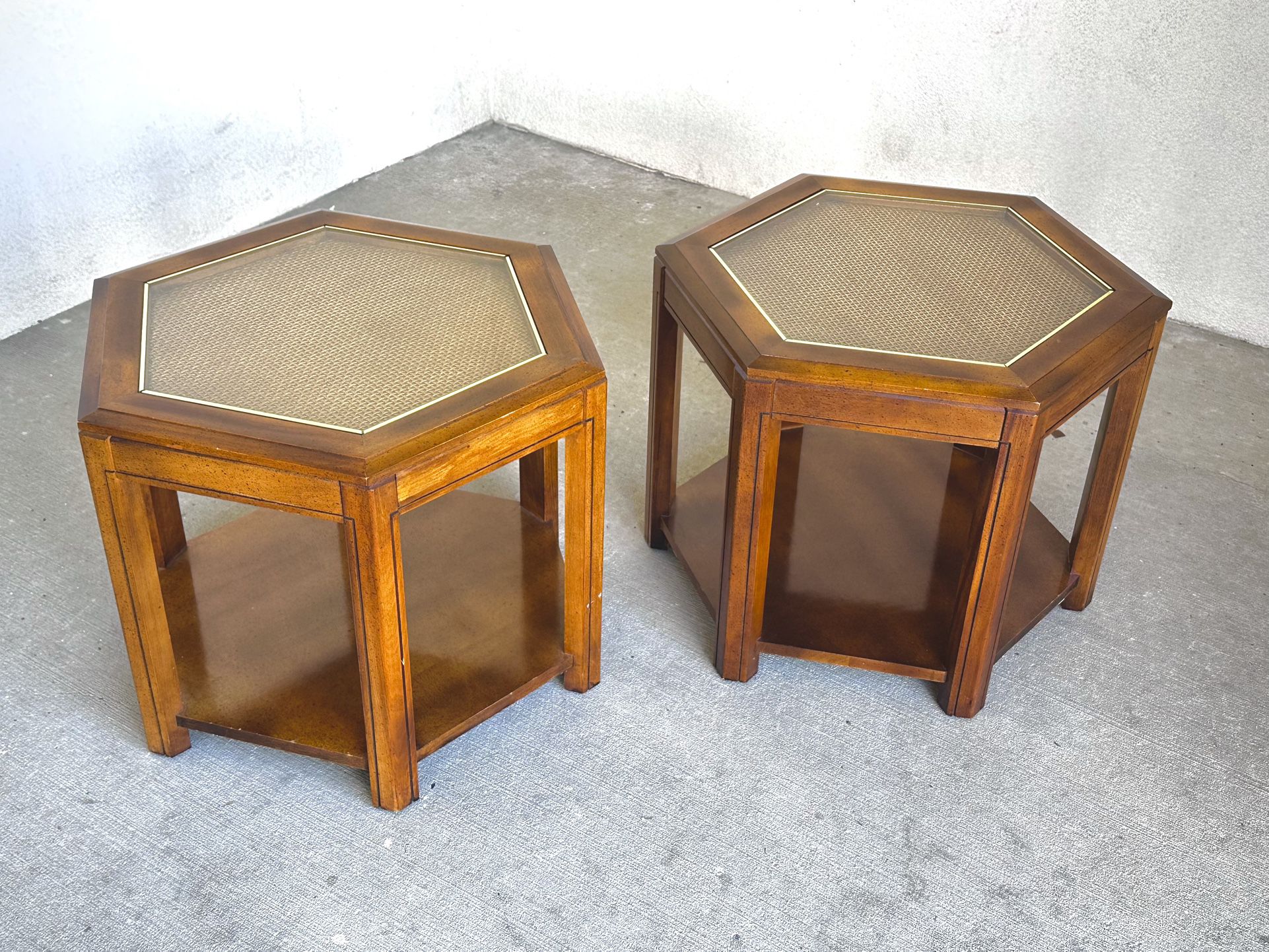 A Pair of Hexagonal End Tables 