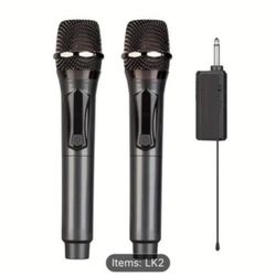 NEW 2 Pieces Professional Wireless Handheld Dynamic Microphone System - Rechargeable Receiver