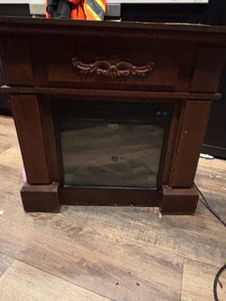 Dark Brown Electric Fireplace with Mantel