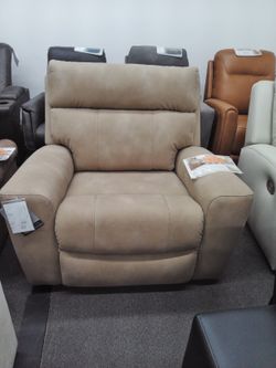Power Recliner Chair W/ Adj.Head Rest, Faux Leather Light Brown