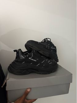 Balenciaga Triple S Allover Logo Black