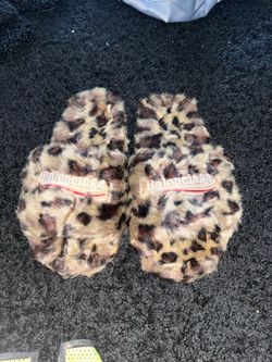 Balenciaga fur slides