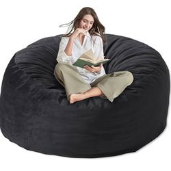 Black Faux Leather Jumbo Bean Bag