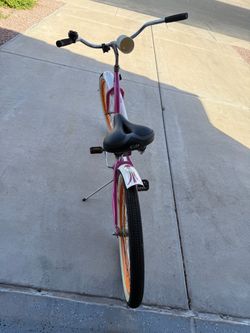 Girls Cruiser Bike Pink with Orange Rims