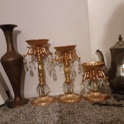 70's Stuff, Candle Stands,brass Vase, International Silver CO Tea Kettle