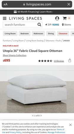 Living Spaces Ottoman Utopia 36" Fabric Cloud Square Ottoman