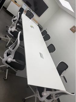 Modern 12’ Conference Table + 8 Ergonomic Chairs - $650 OBO