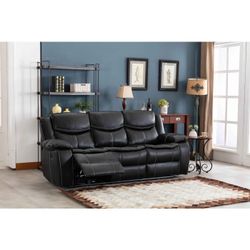Brand New Black Or Gray Recliner Sofa With Drop Down Cup Holders 