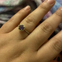 Gold Amethyst Ring With Diamond Crown