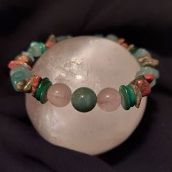 Indian Agate, Rose Quartz, Crystal Bracelet 