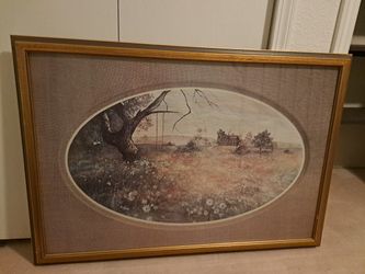 Large Picture Vintage Framed 38" X 27".Windsor Art  Product. Toto