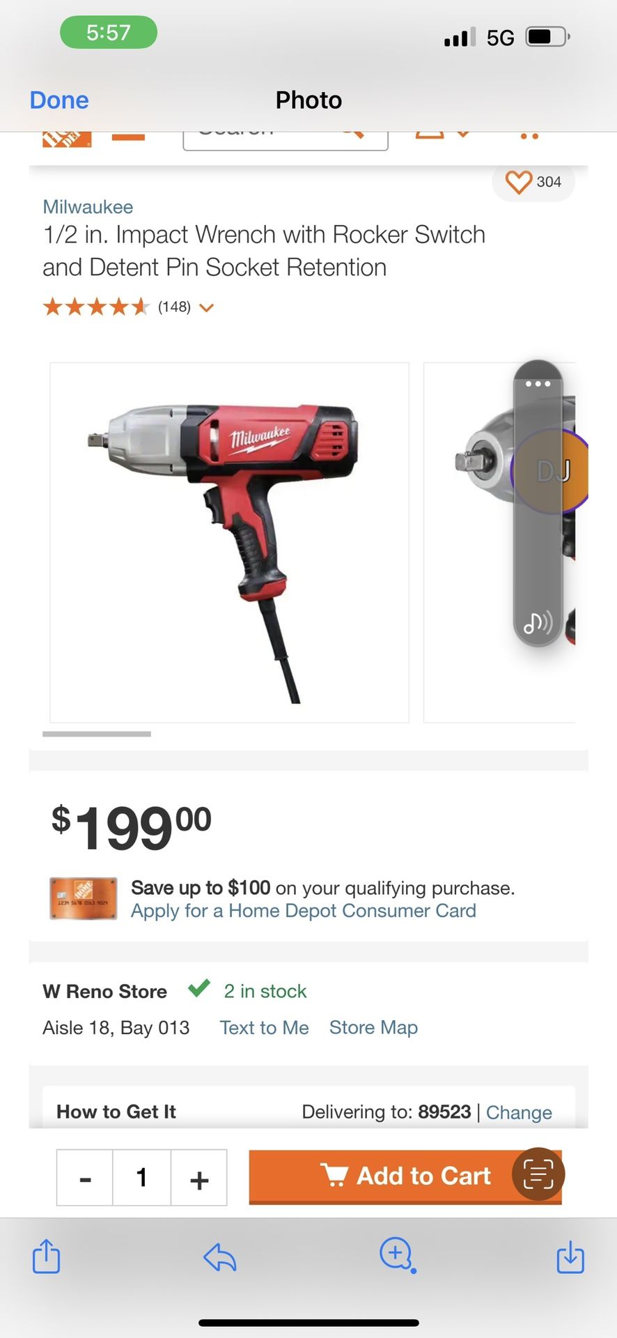 1/2 In Milwaukee Impact Wrench “Brand New”