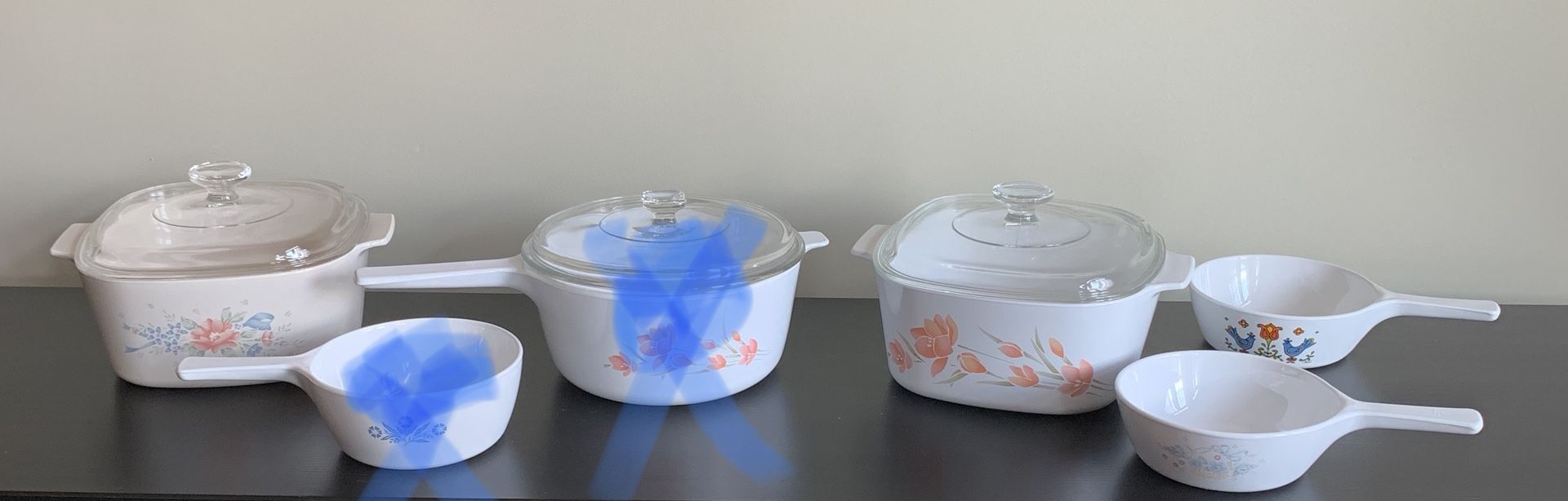 CorningWare with Pyrex Lids & CorningWare Skillets