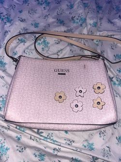 GUESS pink crossbody purse with flower details