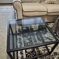 Square Glass And Metal Coffee Table