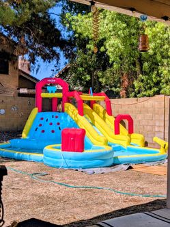 Blow up water slide with slip n slide.