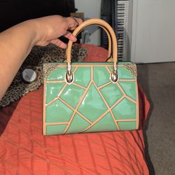 Turquoise and Beige purse