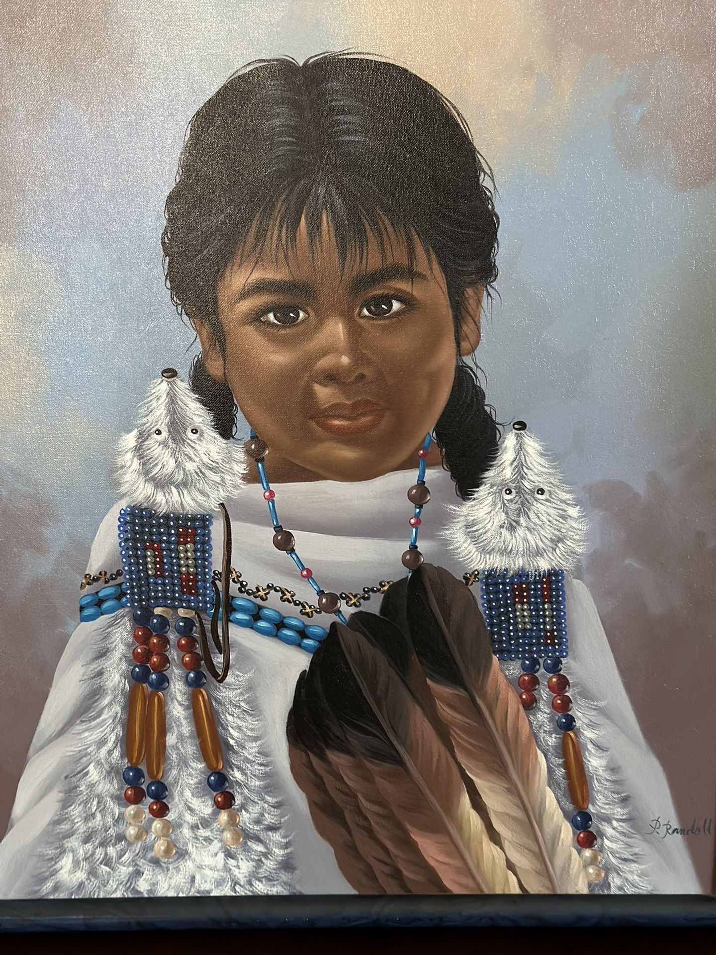 Indian Girl With Feather Painting