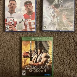PS4 Madden 22, Star Wars Jedi Fallen Order, Xbox One Samurai Shodown