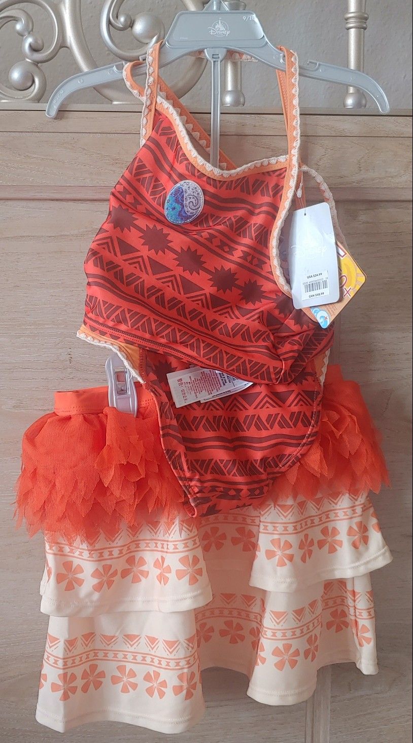 New Disney Store Moana Girls 3 Piece Swim Size 9/10