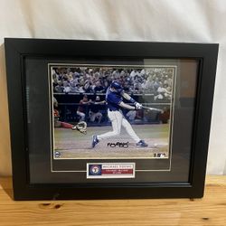 Texas Rangers Michael Young Autographed Signed & Framed Photo Print Used Good Condition $70 Meet Up In Irving @dfwgoods