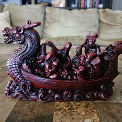 Chinese Soapstone Carving Dragon Boat Asian Decor