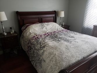 Cherry Wood Sleigh Bed Frame , Queen size (frame only)
