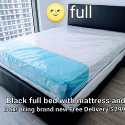 $299 Full Bed With Mattress And Boxspring Brand New Free Delivery Free Assembly 