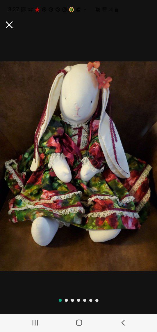 White Bunny Rabbit In Ruffled Dress / Bloomers (PICK UP In PHX @ 40 ST & CHANDLER BLVD,  85048)