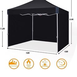 OUTDOOR WIND 10x10 Pop Up Canopy with Sidewalls, Heavy Duty Commercial Instant Canopy Tent with Sand Bags for Deck, Party, Camping, Backyard, Playgrou