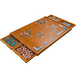 Puzzle Board Table With 4 Drawers