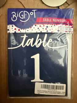Navy Blue & White Table Numbers