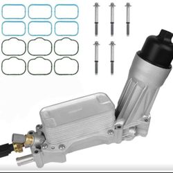 Autoround 926-876 Aluminum Engine Oil Cooler with Oil Filter Housing Adapter Assembly Fit for Jeep Cherokee/Wrangler/Grand Cherokee, Ram 1500, Dodge C