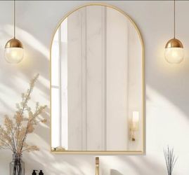 SogesPower 36”x24” Gold Medicine Cabinet with Mirror for Bathroom,Arched Recessed Medicine Cabinet w