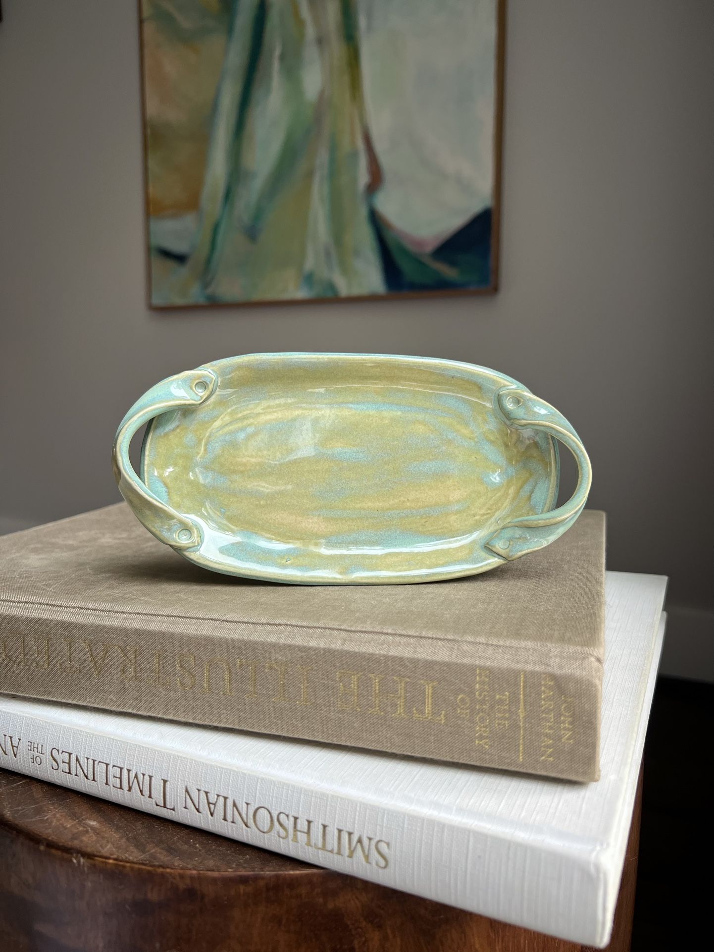 Small Handcrafted Trinket Dish ( 7.5” x 3.5” ) firm on price