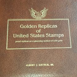 Golden Replicas United States Stamps Includes 41 First Day Covers, History Of Stamp Card and Gleaming  Proof Replicas on 22kt gold layered Surface Of 