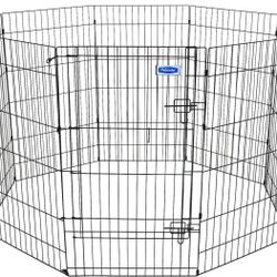 Petmate 8-Panel Wire Dog Exercise Pen with Door, Black, X-Large