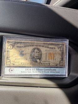 1934 $5 Silver Certificate Yellow Seal North Africa