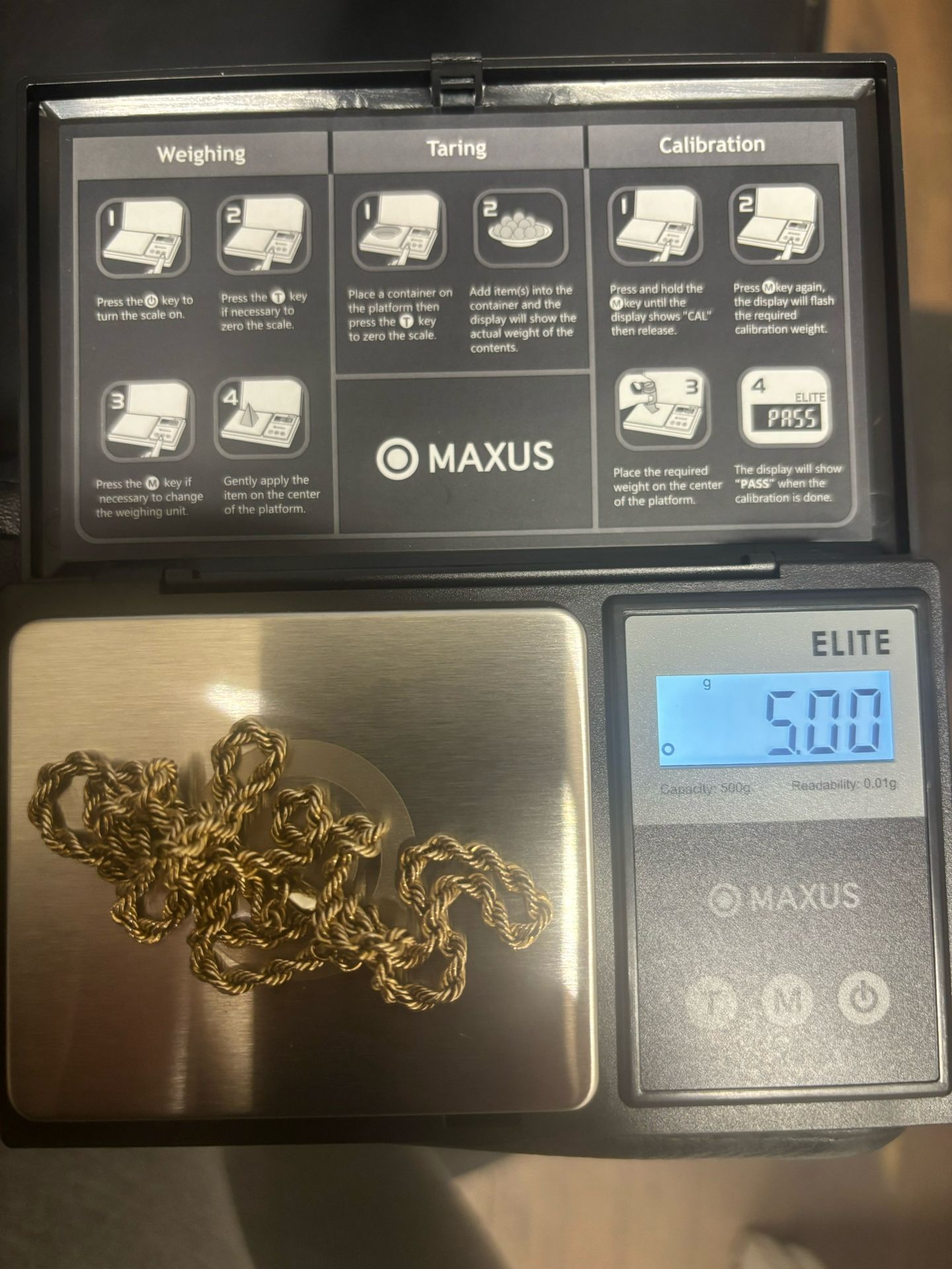 14kt rope chain 3.5 mm 5 grams 