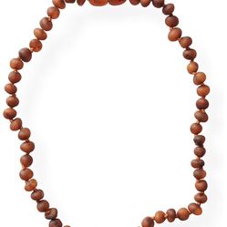 New Meraki Baltic Amber Necklace - Raw Unpolished Baroque Baltic Amber Necklace | Certified Genuine Baltic Amber Necklace | Cognac Color (12.5 Inches)