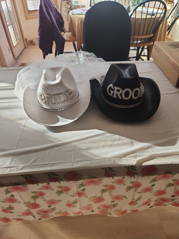 Bride and Groom Cowboy Hats