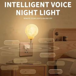 Voice Controlled Moon Night Lights, Moon Lamp, 3 Color LED Night Light, Eye Protection Timer Dimming Lamps, Intelligent Voice Control Night Light for 
