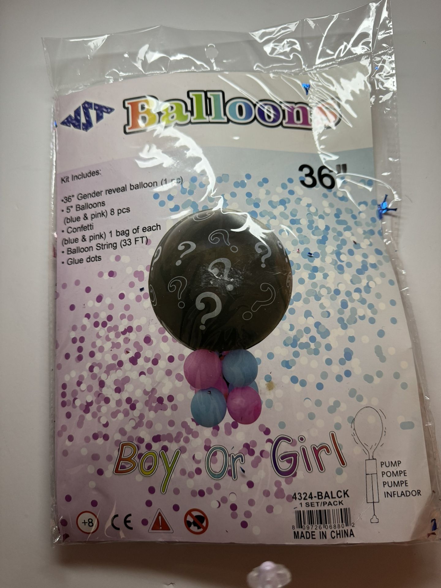 Gender Reveal Balloon 36 Inch Boy Or Girl Confeti