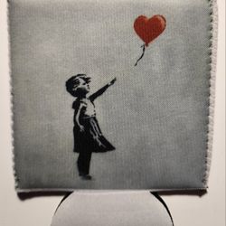 Banksy Art , Girl With Balloon Drink Koozie 