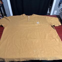 Carhartt Henley Pocket T Shirt Mens 2XL Work Wear Short Sleeve VTG