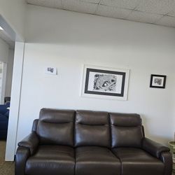 100% Real Leather Sofa With Two Power Recliners-Kolson 