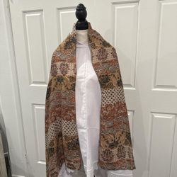 New | Pakistani Khakhi Patchwork Viscose Printed Hijab/Scarf/Dupatta